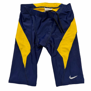 Nike Competitive Swim Navy Yellow Swim Training Jammer Shorts Pool Beach Size 26